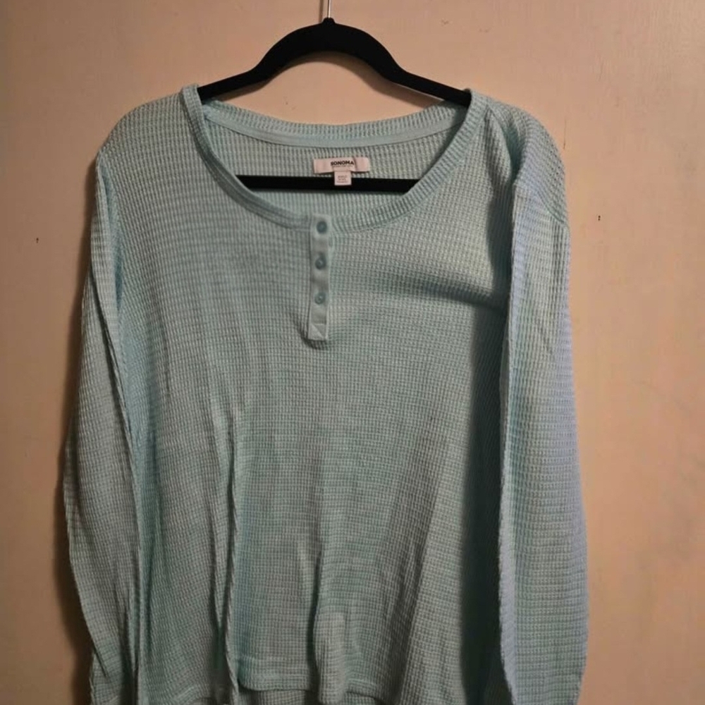 Sonoma Sky Blue Waffle Knit Top
